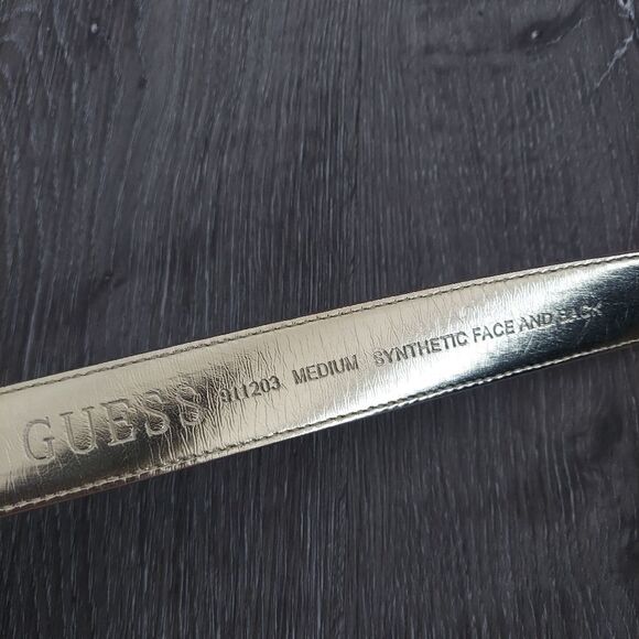 Guess Medium Vintage GUESS Belt Brown Beige Logo Print - Picture 7 of 7